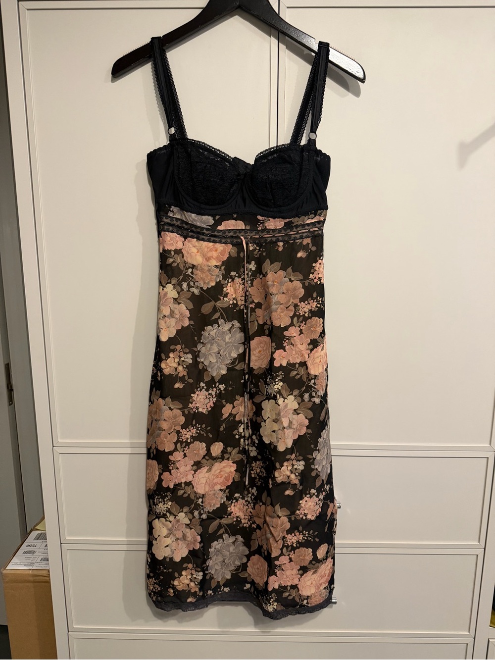 Vintage 1997 Dolce & Gabbana Black Floral Lace Bust Dress